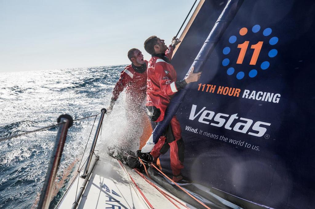 Leg Zero, Prologue,  on-board Vestas 11th Hour. Photo by Martin Keruzore/Volvo Ocean Race. 10 October, 2017 photo copyright Volvo Ocean Race http://www.volvooceanrace.com taken at  and featuring the  class