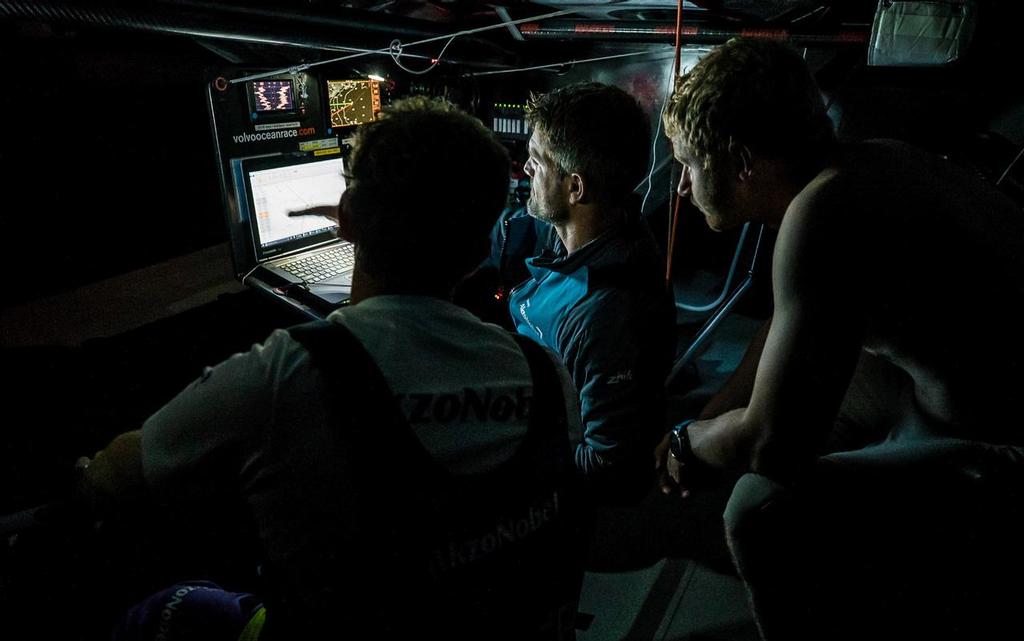 Leg 01, Alicante to Lisbon, Start Day  on board AkzoNobel. Photo by Konrad Frost/Volvo Ocean Race. 22 October, 2017 photo copyright  Konrad Frost / Volvo Ocean Race taken at  and featuring the  class
