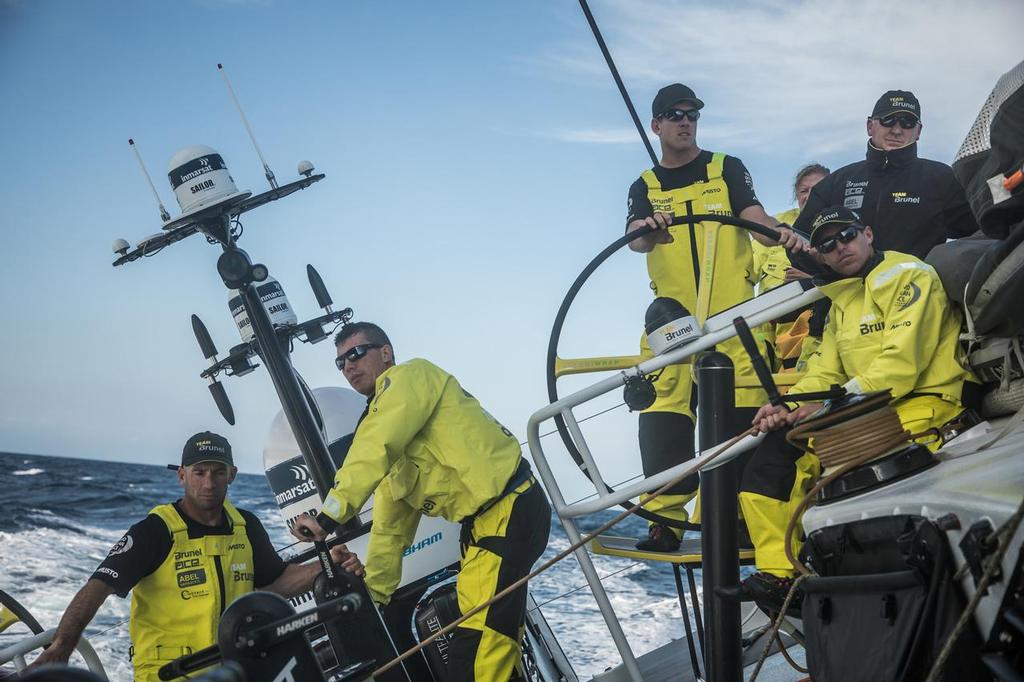 Leg 01, Alicante to Lisbon, Day 1,  on board Brunel. Photo by Martin Keruzore/Volvo Ocean Race. 22 October, 2017 photo copyright  Martin Keruzore / Volvo Ocean Race taken at  and featuring the  class
