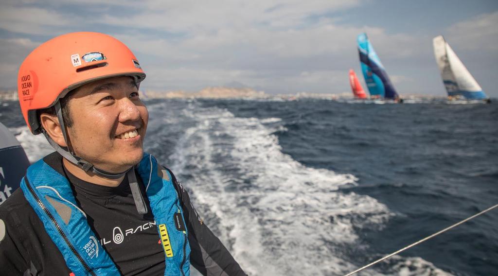 Leg 01, Alicante to Lisbon, day 01, Start and after on board Sun Hung Kai/Scallywag. Photo by Jeremie Lecaudey. 22 October, 2017 photo copyright  Jeremie Lecaudey / Volvo Ocean Race taken at  and featuring the  class
