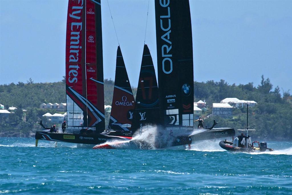 Emirates Team New Zealand and Oracle Team USA - 35th America's Cup Match - Race 3  Start - Bermuda  June 18, 2017 photo copyright Richard Gladwell www.photosport.co.nz taken at  and featuring the  class