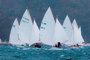 Wagtail C86 leading the fleet in Saturday's blow, scratch Australian champion – Couta Boat Nationals photo copyright  JaneLizzyEvans Photography taken at  and featuring the  class