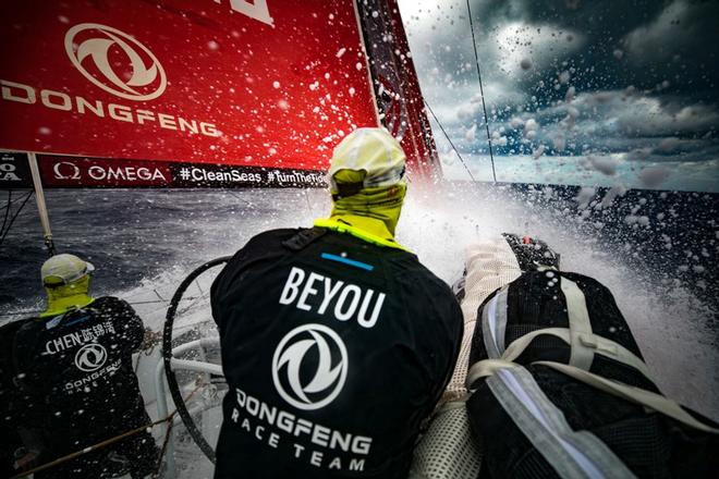 Day 3, Leg 2 – Lisbon to Cape Town – Downwind fast with clouds on board Dongfeng – Volvo Ocean Race ©  Jeremie Lecaudey / Volvo Ocean Race