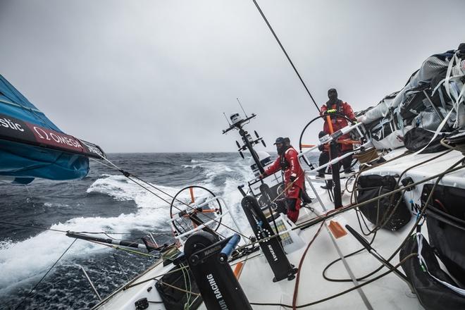 Day 17, Leg 2, Lisbon to Cape Town, on board Vestas 11th Hour. Wet and windy condition, heading East to Cape Town. 21 November, 2017 – Volvo Ocean Race ©  Martin Keruzore / Volvo Ocean Race