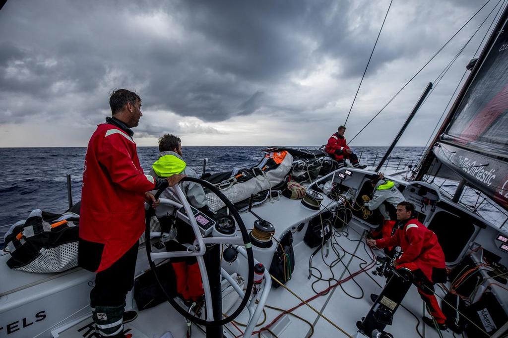 Leg 02, Lisbon to Cape Town, Day 12 Battle stations on board Sun Hung Kai/Scallywag. Volvo Ocean Race. 16 November, 2017. ©  Konrad Frost / Volvo Ocean Race