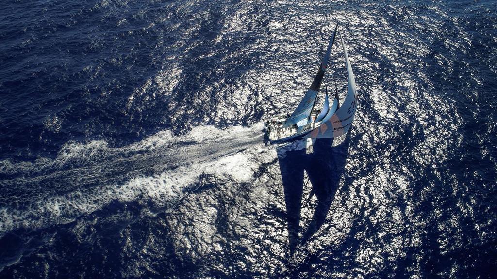 Leg 02, Lisbon to Cape Town, day 13, on board Vestas 11th Hour. Photo by Martin Keruzore/Volvo Ocean Race. 17 November, 2017. Vestas full speed downwind trying to gain some miles on Brunel this morning ©  Martin Keruzore / Volvo Ocean Race