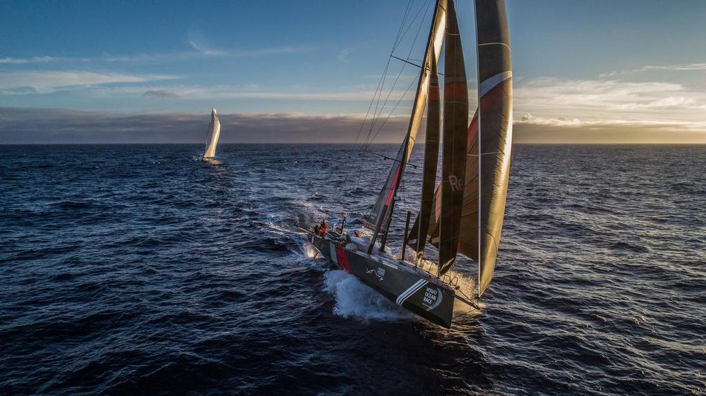 Leg 02, Lisbon to Cape Town, Day 15 Racig could not e much closer on board Sun Hung Kai/Scallywag. Photo by Konrad Frost/Volvo Ocean Race. 19 November, 2017. photo copyright Volvo Ocean Race http://www.volvooceanrace.com taken at  and featuring the  class