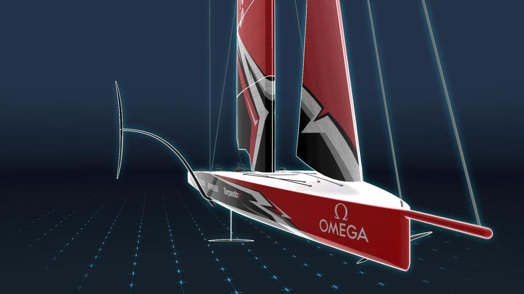 Computer graphic of the foiling monohull to be used in the 36th America&rsquo;s Cup photo copyright Emirates Team New Zealand http://www.etnzblog.com taken at  and featuring the  class
