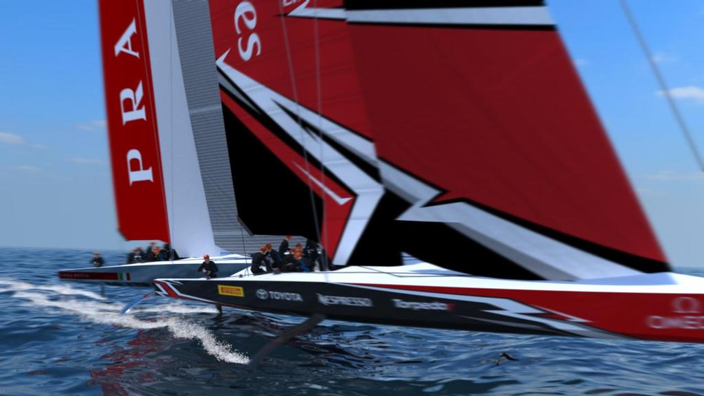 Computer graphic of the foiling monohull to be used in the 36th America’s Cup © Emirates Team New Zealand http://www.etnzblog.com