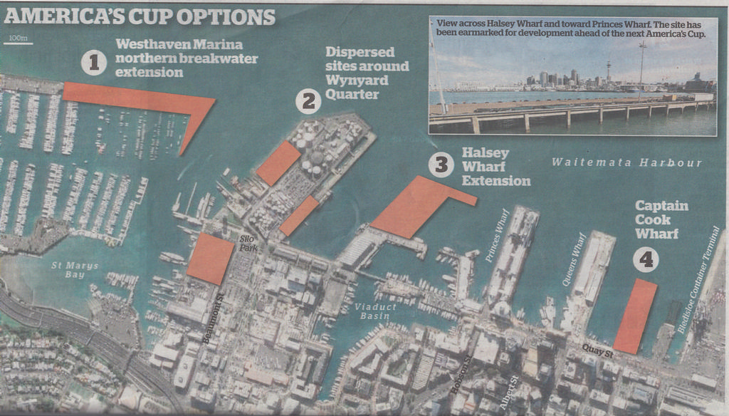 NZ Herald graphic of America's Cup base locations photo copyright SW taken at  and featuring the  class