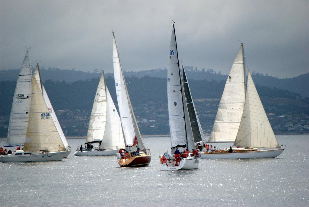 Start of Group 3 of the Combined Clubs summer pennant race on the Derwent. ©  Peter Campbell