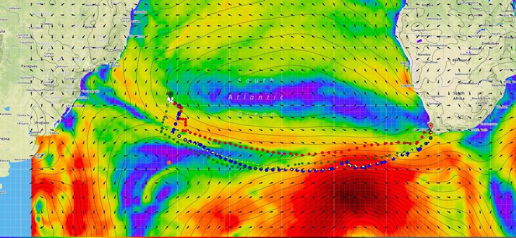 Typical course from the weather routing for the final week of leg 2, Volvo Ocean Race © PredictWind http://www.predictwind.com