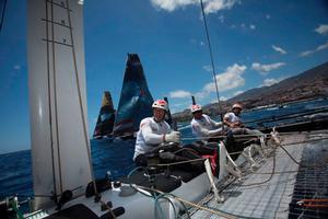 Act 3, Extreme Sailing Series Madeira Islands - Day 2 – 2016 champion Alinghi goes into Act 8 in third, just one point behind Team Oman Air, meaning they too are in with a shot at the title. photo copyright  Lloyd Images taken at  and featuring the  class