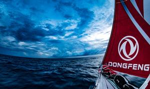 Day 7, Leg 2, Lisbon to Cape Town, sunset showers on board Dongfeng – Volvo Ocean Race photo copyright  Jeremie Lecaudey / Volvo Ocean Race taken at  and featuring the  class