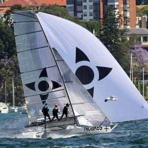 The young Noakes Youth team won Race 6 of the championship photo copyright  Frank Quealey / Australian 18 Footers League taken at  and featuring the  class