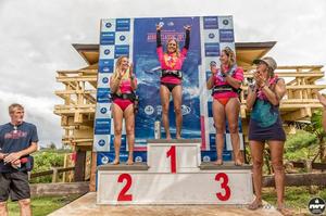 Pro Women's podium! 1st Sarah Hauser, 2nd Tatiana Howard, 3rd Vickey Abbott, 4th Shawna Cropas – Aloha Classic photo copyright  Si Crowther / IWT taken at  and featuring the  class