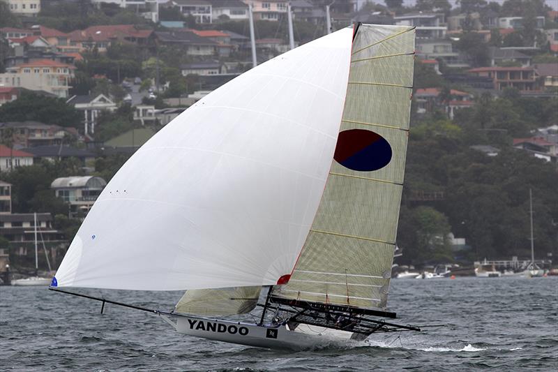 A fast finish by Yandoo in race 5 of the 3-Buoys Challenge photo copyright Frank Quealey taken at Australian 18 Footers League and featuring the 18ft Skiff class