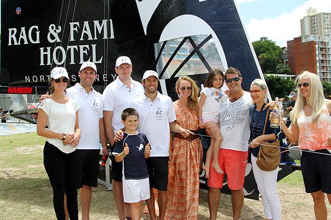 Sponsors and crew at the pre race Coopers 62 - Rag & Famish Hotel christening ahead of race 7 of the 3-Buoys Challenge photo copyright Frank Quealey taken at Australian 18 Footers League and featuring the 18ft Skiff class