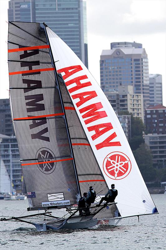 Yamaha heads for the wing mark on the first lap of the course during the final race of the 18ft Skiff JJ Giltinan Trophy photo copyright Frank Quealey taken at Australian 18 Footers League and featuring the 18ft Skiff class