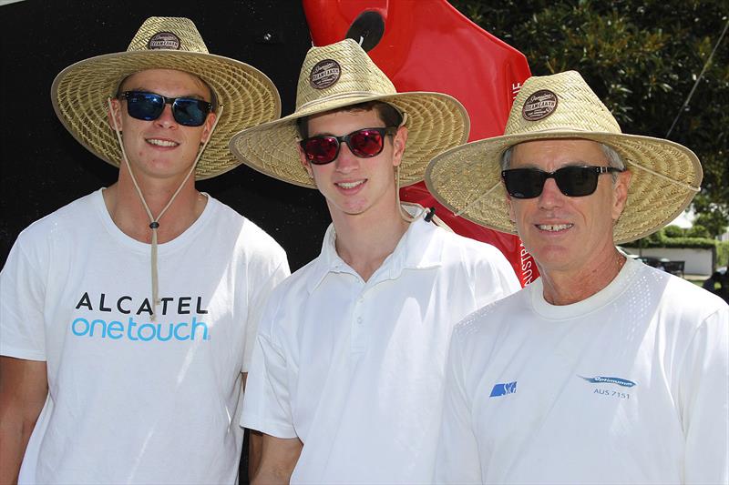 Alcatel One Touch team, from left is Sam Ellis, Thomas Quigley and Stephen Quigley photo copyright Frank Quealey taken at Australian 18 Footers League and featuring the 18ft Skiff class