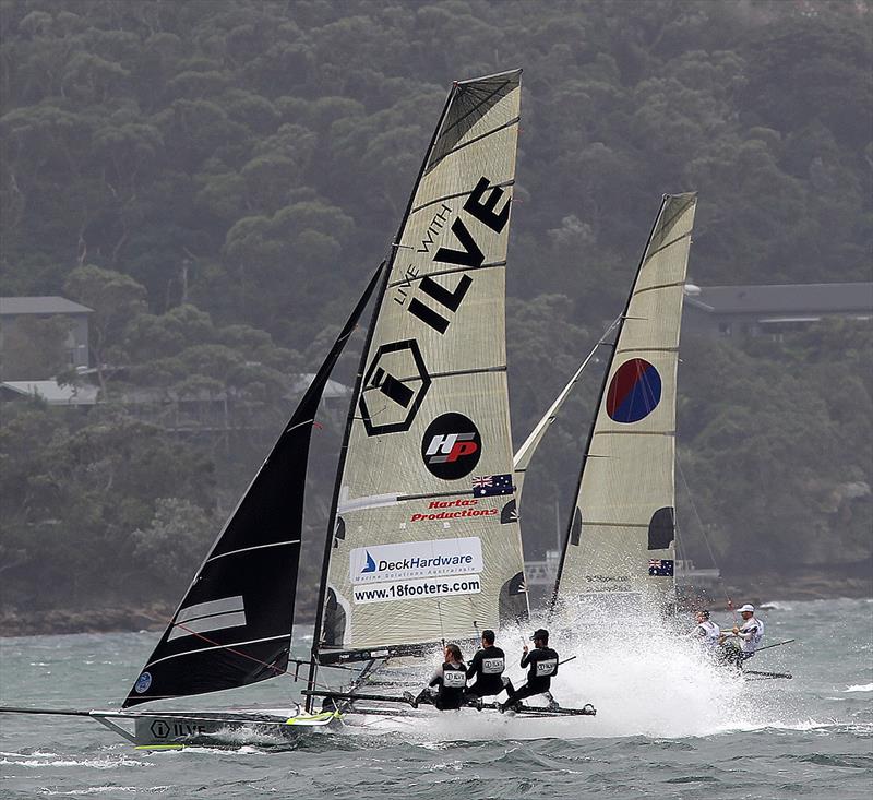 Ilve and Yandoo on the two-sail reach to the bottom mark during 18ft Skiff JJ Giltinan Championship Race 2 photo copyright Frank Quealey taken at Australian 18 Footers League and featuring the 18ft Skiff class