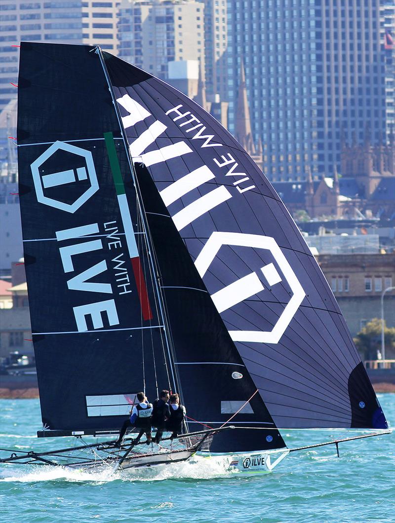 ILVE sporting her new rig for the first time in race 1 of the 18ft Skiff Club Championship on Sydney Harbour photo copyright Frank Quealey taken at Australian 18 Footers League and featuring the 18ft Skiff class