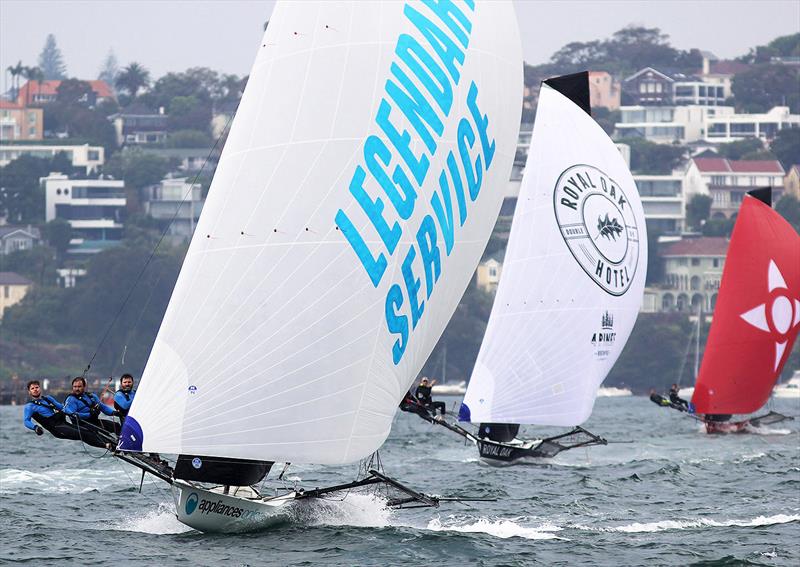 The type of action that spectators will see at the JJs on Sydney Harbour this week photo copyright Frank Quealey taken at Australian 18 Footers League and featuring the 18ft Skiff class