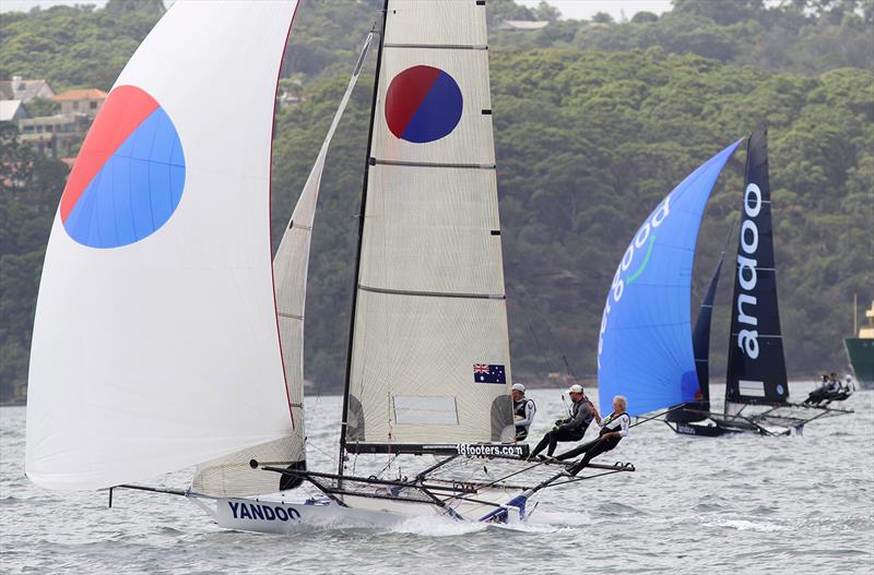 18ft Skiff JJ Giltinan Championship day 4: Yandoo leads Andoo in Race 5 photo copyright Frank Quealey taken at Australian 18 Footers League and featuring the 18ft Skiff class