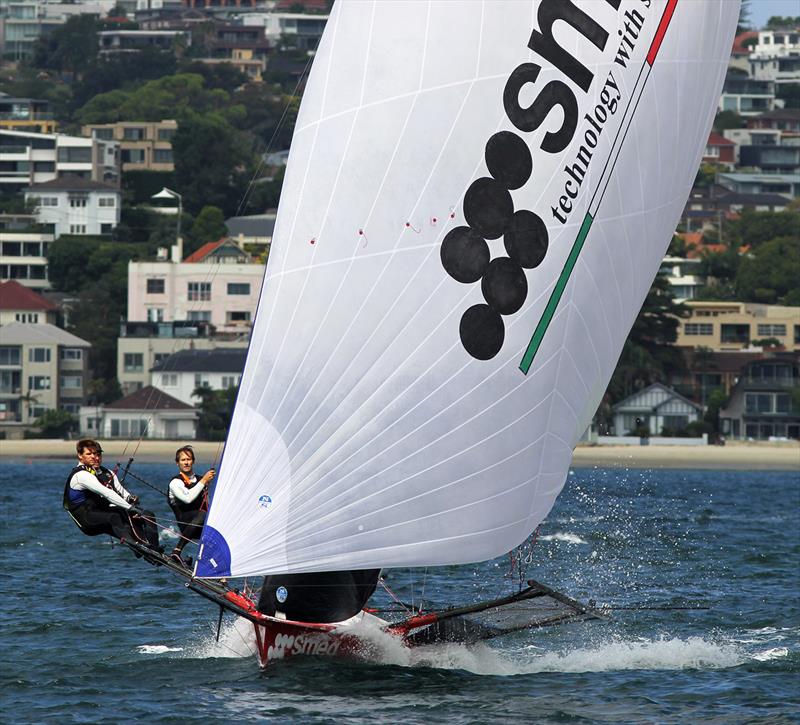 18ft Skiff JJ Giltinan Championship day 4: Smeg photo copyright Frank Quealey taken at Australian 18 Footers League and featuring the 18ft Skiff class