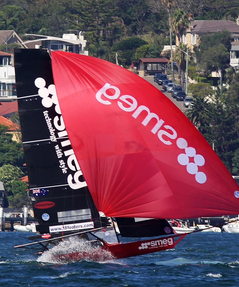 Australian champion Smeg will be looking for a better day tomorrow - Race 1, JJ Giltinan Trophy, March 3, 2018 photo copyright Frank Quealey taken at Australian 18 Footers League and featuring the 18ft Skiff class