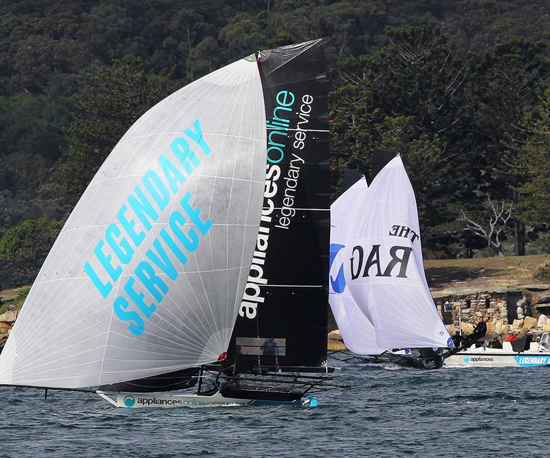 Appliancesonline.com.au fionished a strong second place, just ahead of Rag and Famish Hotel during the final race of the 18ft Skiff Spring Championship photo copyright Frank Quealey taken at Australian 18 Footers League and featuring the 18ft Skiff class