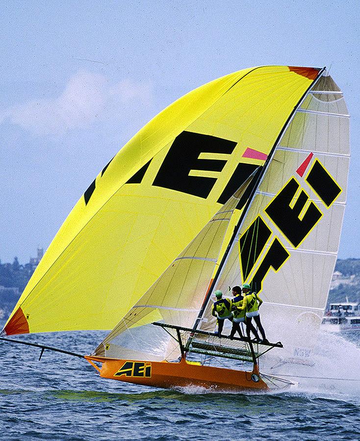 Steve Quigley's 1996 JJ Giltinan World Champion AEI-Pace Express photo copyright Frank Quealey taken at Australian 18 Footers League and featuring the 18ft Skiff class