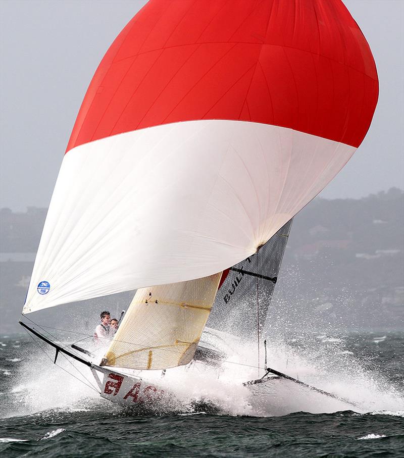 Marcus and Jeronimo in a 2013 North East wind on Sydney Harbour photo copyright Frank Quealey taken at Australian 18 Footers League and featuring the 18ft Skiff class