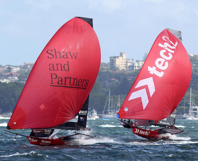 Shaw and Partners team will be hoping to stay ahead of Tech2 during the nationals photo copyright Frank Quealey taken at Australian 18 Footers League and featuring the 18ft Skiff class