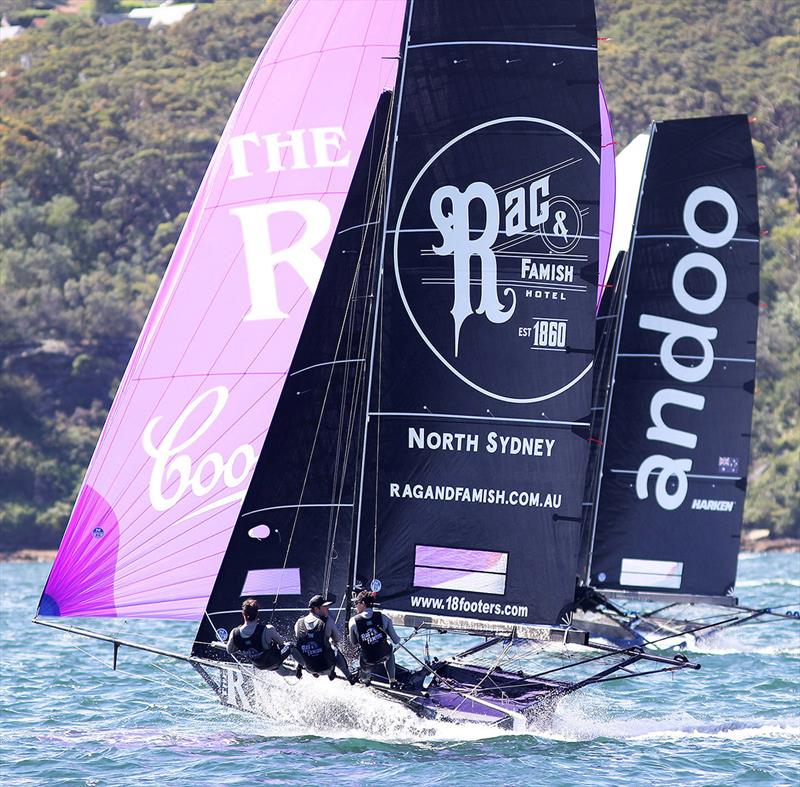 Will the Rag and Famish Hotel young guns fire at the 100th Australian 18 Footers Championship photo copyright Frank Quealey taken at Australian 18 Footers League and featuring the 18ft Skiff class