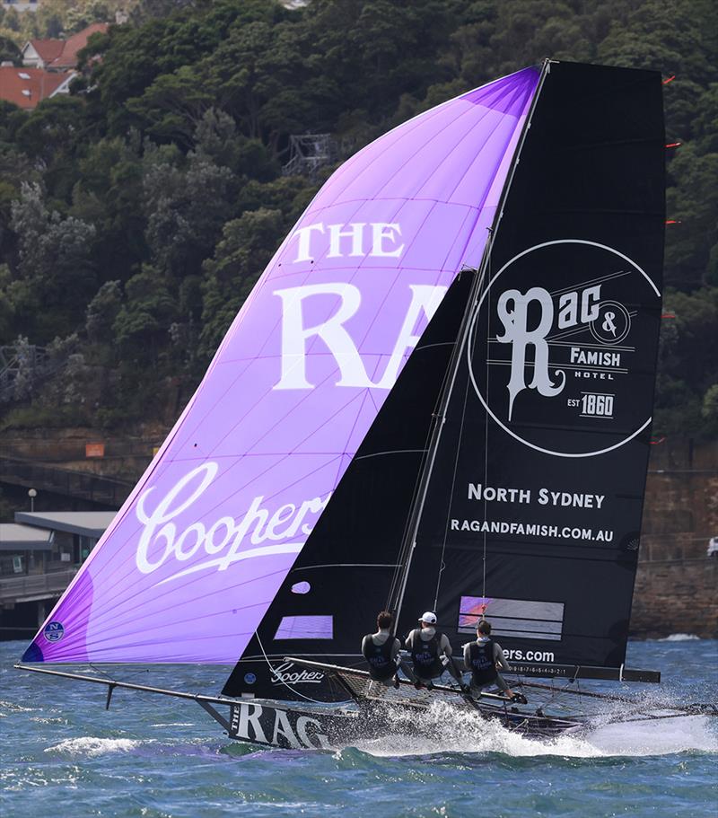 Rag and Famish Hotel team continues to impress in its first season during race 1 of the 100th 18ft Skiff Australian Championship photo copyright Michael Chittenden taken at Australian 18 Footers League and featuring the 18ft Skiff class