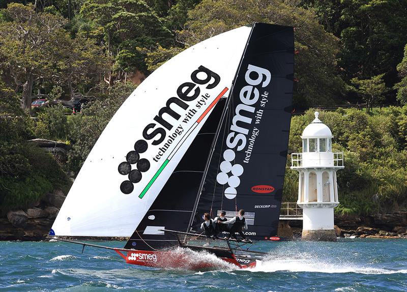 JJ Giltinan world champion Smeg back to form during race 1 of the 100th 18ft Skiff Australian Championship photo copyright Michael Chittenden taken at Australian 18 Footers League and featuring the 18ft Skiff class