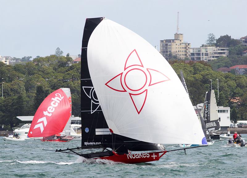 Noakesailing leads early in race 2 of the 100th 18ft Skiff Australian Championship photo copyright Frank Quealey taken at Australian 18 Footers League and featuring the 18ft Skiff class