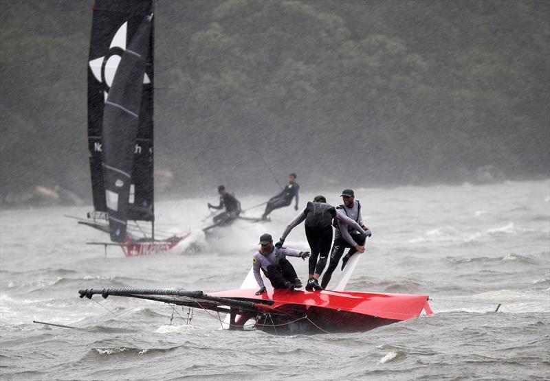 Racing cancelled on day 3 of the JJ Giltinan 18ft World Championships photo copyright Frank Quealey taken at Australian 18 Footers League and featuring the 18ft Skiff class