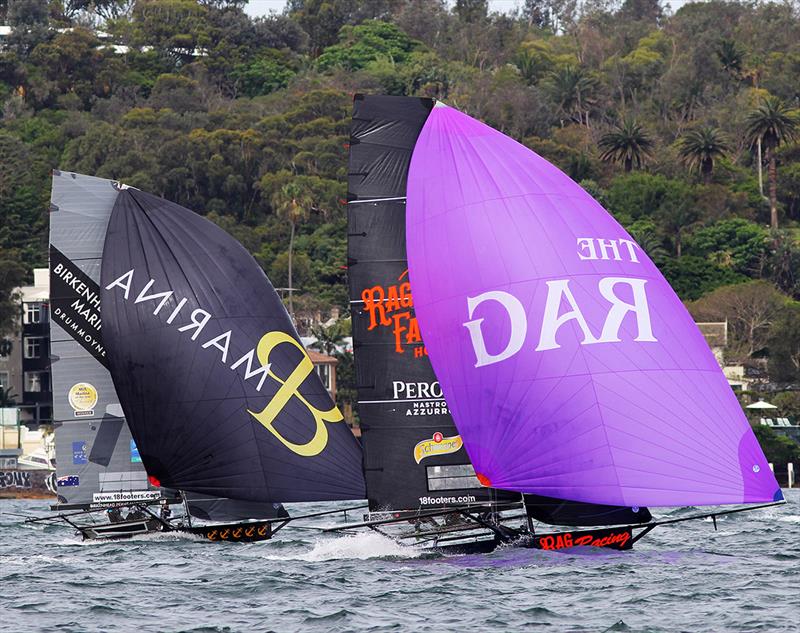 The Rag and Birkenhead Point Marina on the first spinnaker run last Sunday - Spring Championship photo copyright Frank Quealey taken at Australian 18 Footers League and featuring the 18ft Skiff class
