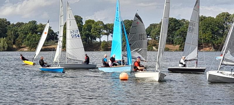 Race 1 windward mark during the Border Counties Midweek Sailing at Nantwich photo copyright Dave Edwards taken at Nantwich & Border Counties Sailing Club and featuring the Solo class
