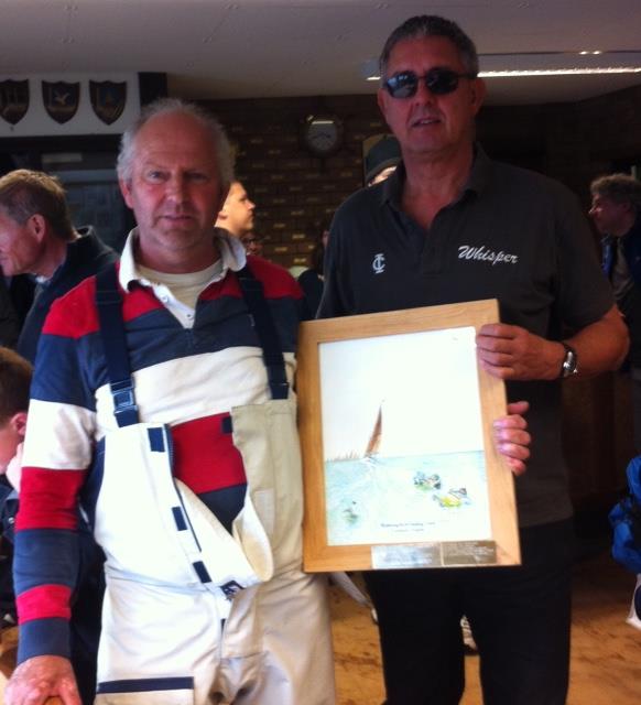 Andy Moore & Pete Hallinan win the Squib Cartoon Trophy at Waldringfield photo copyright Ricky East taken at Waldringfield Sailing Club and featuring the Squib class