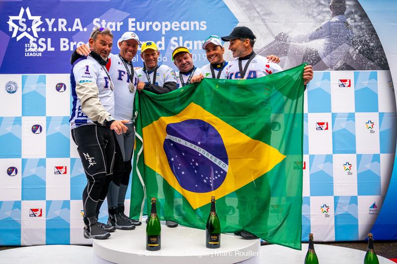 Podium - 2019 Star European Championships and Star Sailors League Breeze Grand Slam photo copyright Marc Rouiller taken at Fraglia Vela Riva and featuring the Star class