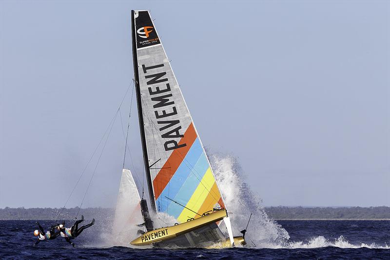 Part Two of Pavement going down the mine - 37.5 knots to zero very smartly! photo copyright Andrea Francolini taken at Geographe Bay Yacht Club and featuring the Superfoiler class