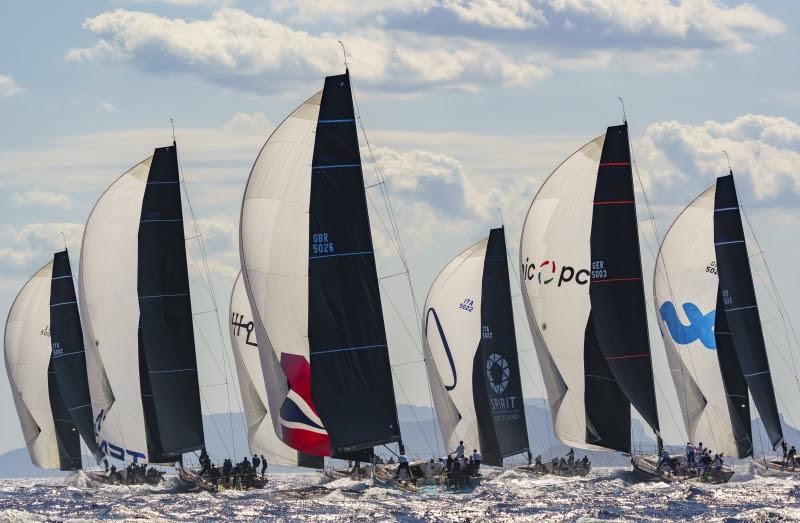 The ClubSwan 50 fleet racing downwind, Rolex Swan Cup 2022 photo copyright Rolex / Carlo Borlenghi taken at Yacht Club Costa Smeralda and featuring the Swan class