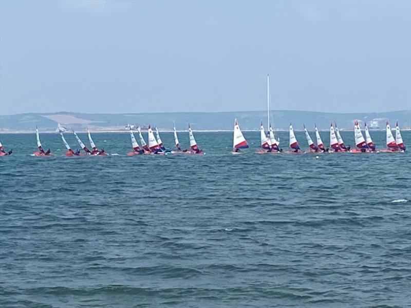 Topper Teams coaching in Portland Harbour photo copyright Kate Barriclough taken at Weymouth & Portland Sailing Academy and featuring the Topper class