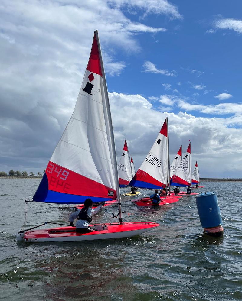 Start line practice during the ITCA (GBR) Invitatonal Training at Draycote Water photo copyright Mike Powell taken at Draycote Water Sailing Club and featuring the Topper class