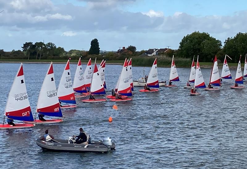 Startline action during Midlands Topper Traveller 2022-2023 Series Round 2 at South Staffs photo copyright Donna Powell taken at South Staffordshire Sailing Club and featuring the Topper class
