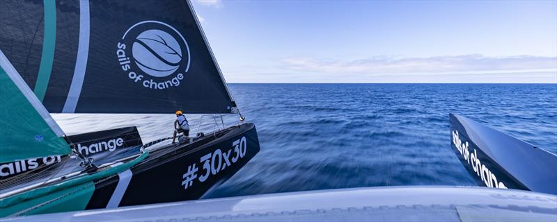 Sails of Change photo copyright Pierre Bouras / Spindrift taken at  and featuring the Trimaran class
