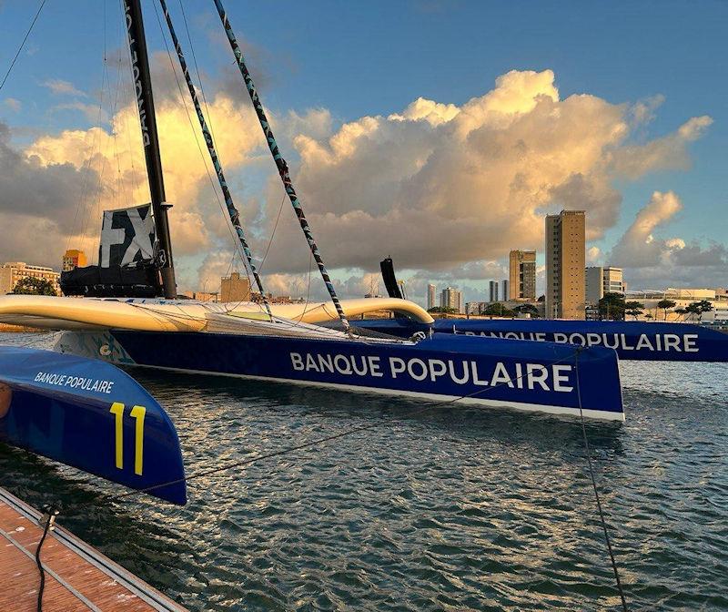 Maxi Banque Populaire XI stops in Brazil for repairs during the Arkéa Ultim Challenge - Brest © Team Banque Populaire